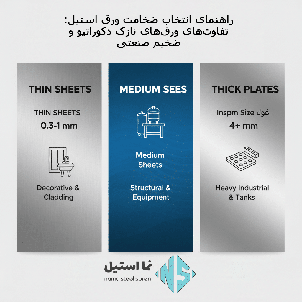 راهنمای انتخاب ضخامت ورق استیل: تفاوت‌های ورق‌های نازک دکوراتیو و ضخیم صنعتی